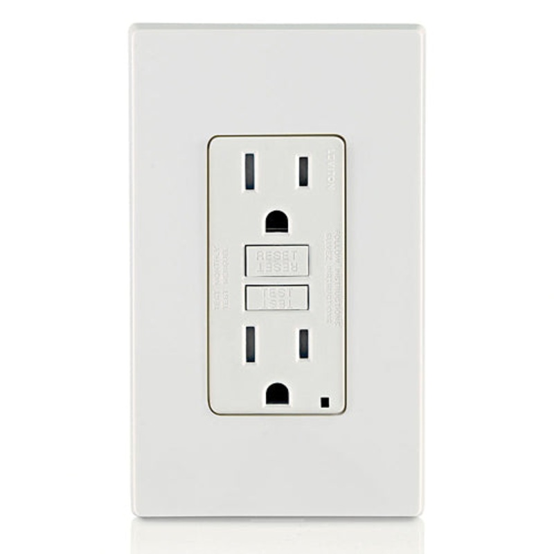 SmartlockPro GFTR1-0KW Self-Test Slim GFCI Outlet with LED Indicator Light, 125 VAC, 15 A, 2-Pole, 3 -Wire, White