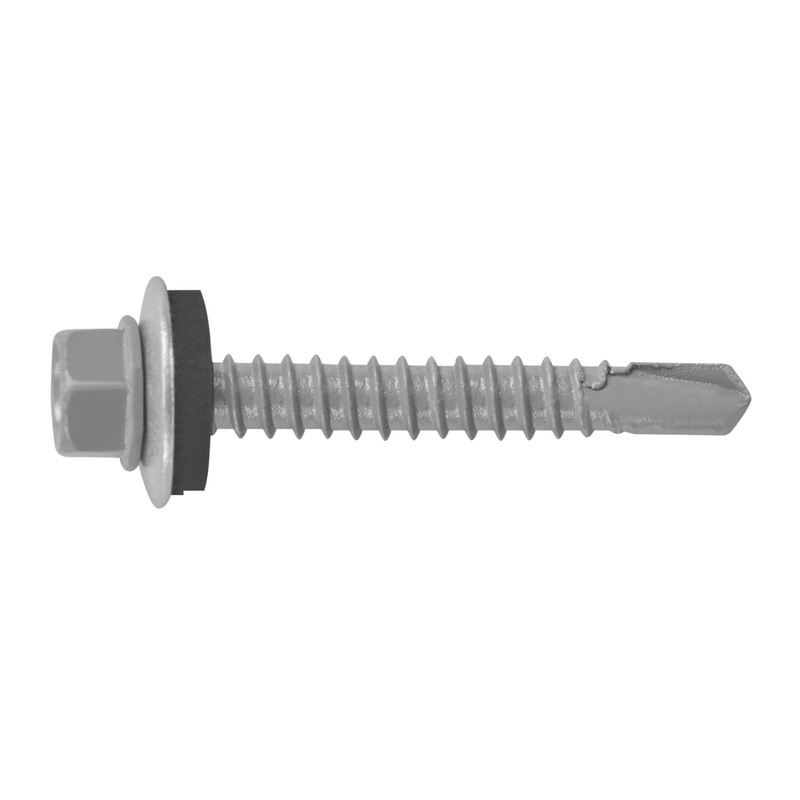 Teks 21419 Roofing Screw, Imperial, #12 Thread, 1-1/2 in L, Drill Point, Steel