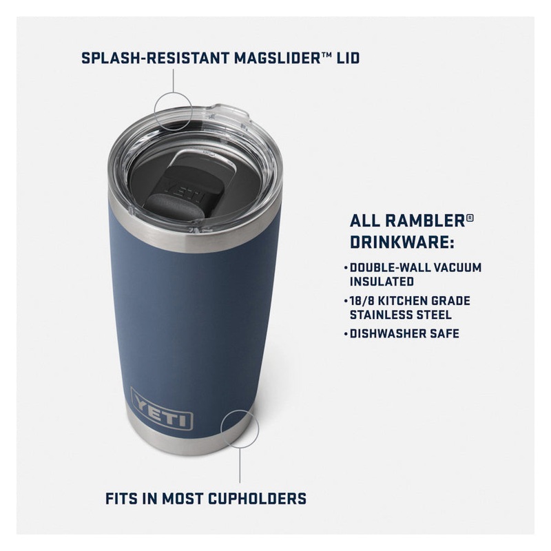 YETI Rambler Series 21071503244 Tumbler, 20 oz Capacity, MagSlider Lid, Stainless Steel, Wild Vine Red, Insulated